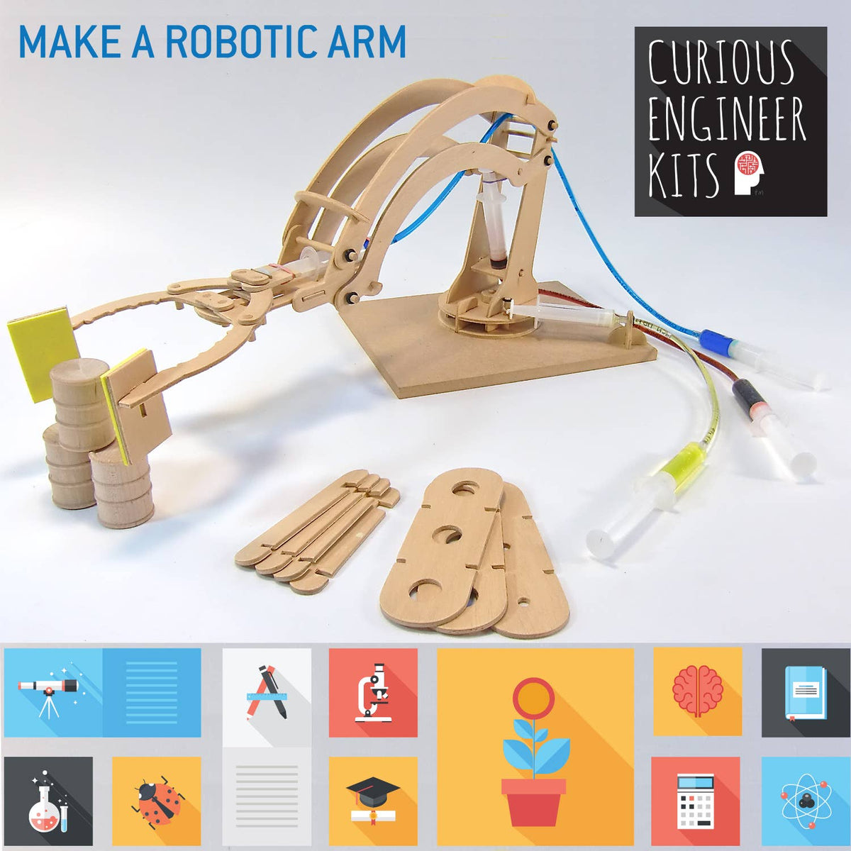 Robotic Arm Kit | 
Wooden Engineering Model Building Kit